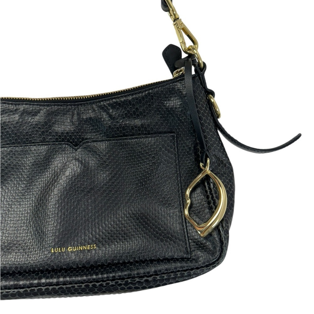 Lulu Guinness BLACK SMALL SNAKE EMBOSSED LEATHER CALLIE CROSSBODY BAG - Picture 4 of 15